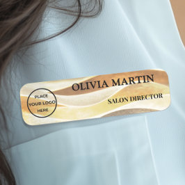Elegant Gold Fabric-like Magnetic Name Badge 名札