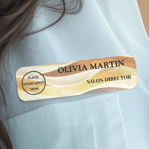 Elegant Gold Fabric-like Magnetic Name Badge 名札