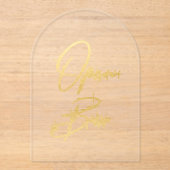 Elegant Gold Faux Foil Arch Acrylic Open Bar Sign アクリル招待状 (正面)