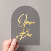 Elegant Gold Faux Foil Arch Acrylic Open Bar Sign アクリル招待状 (インサイチュ (ポータブル))