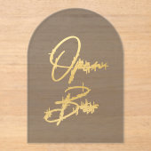 Elegant Gold Faux Foil Arch Acrylic Open Bar Sign アクリル招待状 (正面)