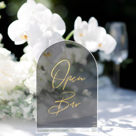 Elegant Gold Faux Foil Arch Acrylic Open Bar Sign アクリル招待状