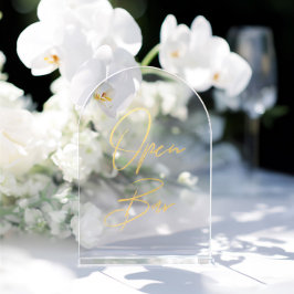 Elegant Gold Faux Foil Arch Acrylic Open Bar Sign アクリル招待状