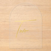 Elegant Gold Faux Foil Arch Acrylic Table Number アクリル招待状 (正面)