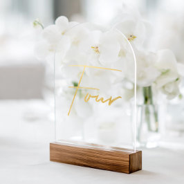 Elegant Gold Faux Foil Arch Acrylic Table Number アクリル招待状