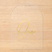 Elegant Gold Faux Foil Arch Acrylic Table Number アクリル招待状 (正面)