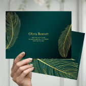 Elegant Gold Feather Geometric Invitation Card On  招待状