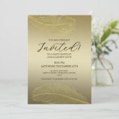 Elegant Gold Feather Luxury Celebration 招待状 (スタンド正面)