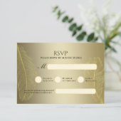 Elegant Gold Feather RSVP Card For Luxury Event (スタンド正面)