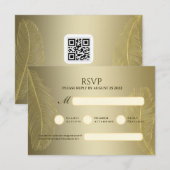 Elegant Gold Feather RSVP Card For Luxury Event (正面/裏面)