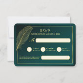 Elegant Gold Feather RSVP Card Template (正面)