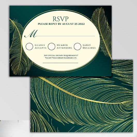 Elegant Gold Feather RSVP Card Template