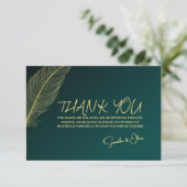 Elegant Gold Feather Thank You Card サンキューカード (スタンド正面)