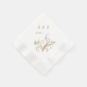 Elegant Gold Filigree & Leaf Flourish Wedding 縁ありカクテルナプキン (角)