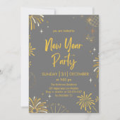 Elegant Gold Fireworks New Year’s Eve Party        招待状 (正面)