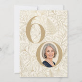 Elegant Gold Floral 60th Birthday Photo 招待状 (裏面)