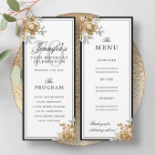 Elegant Gold Floral 70th Birthday Program Menu  招待状