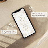 Elegant Gold Floral Baptism Invitation 招待状