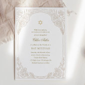 Elegant Gold Floral Bat Mitzvah  招待状
