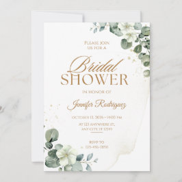 Elegant Gold Floral Bridal Shower Invitation 招待状