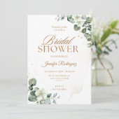 Elegant Gold Floral Bridal Shower Invitation 招待状 (スタンド正面)