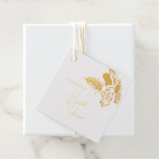 Elegant Gold Floral Composition Foil Gift Tag フェイバータグ