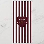 Elegant Gold Floral Deep Burgundy Stripes Wedding  メニュー (裏面)