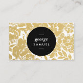 Elegant Gold Floral Design With Bold Black 名刺 (正面)