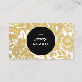 Elegant Gold Floral Design With Bold Black 名刺