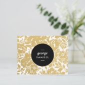 Elegant Gold Floral Design With Bold Black Circle ポストカード (スタンド正面)
