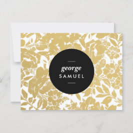 Elegant Gold Floral Design With Bold Black Circle ポストカード