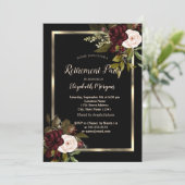 Elegant Gold Floral Frame Burgundy Roses Black  招待状 (スタンド正面)