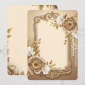 Elegant Gold Floral Frame with Pearl Accents (正面/裏面)
