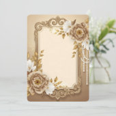 Elegant Gold Floral Frame with Pearl Accents (スタンド正面)