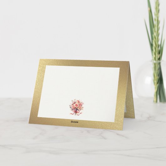 Elegant Gold Floral Glitter Personalized Birthday カード (裏面)