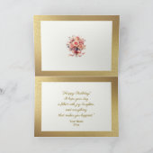 Elegant Gold Floral Glitter Personalized Birthday カード (内部)