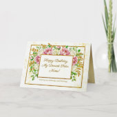 Elegant Gold Floral Glitter Personalized Birthday カード (正面)