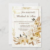 Elegant Gold Floral Golden Wedding Invitation 招待状 (正面)