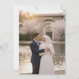 Elegant Gold Floral Islamic Wedding Nikah & Photo 招待状