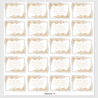 Elegant Gold Floral Leaf Address Labels シール