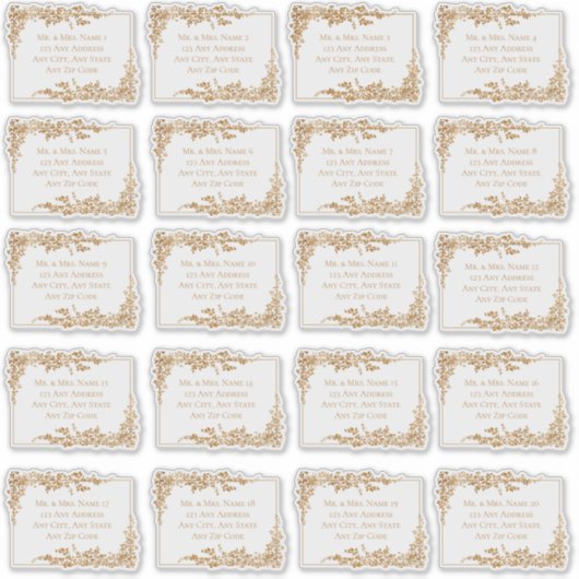 Elegant Gold Floral Leaf Address Labels シール (正面)