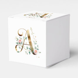 Elegant Gold Floral Letter A Monogram Favor Box フェイバーボックス