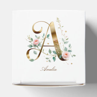 Elegant Gold Floral Letter A Monogram Favor Box フェイバーボックス
