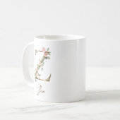 Elegant Gold Floral Letter Z Monogram Mug コーヒーマグカップ (正面左)