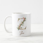 Elegant Gold Floral Letter Z Monogram Mug コーヒーマグカップ (左)
