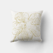 Elegant Gold Floral Line Art Minimalist クッション (裏面)