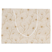 Elegant Gold Floral Line Art Seamless Pattern ラージペーパーバッグ (裏面)
