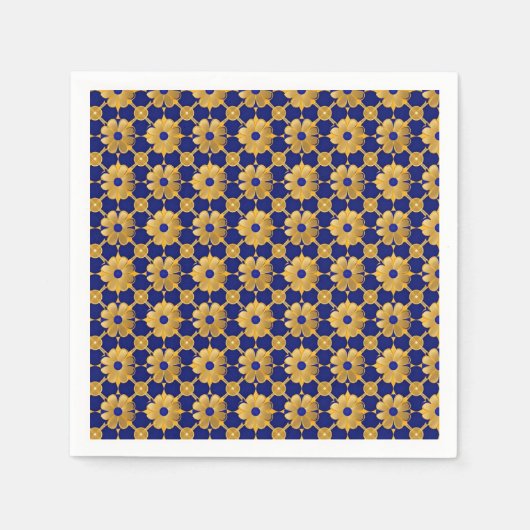 "Elegant Gold Floral Napkins – Luxury Event Decor" スタンダードカクテルナプキン (正面)