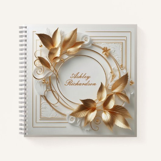 Elegant Gold Floral Notebook ノートブック (正面)