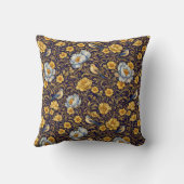 Elegant Gold Floral Pattern Throw PillThrow Pillow クッション (裏面)